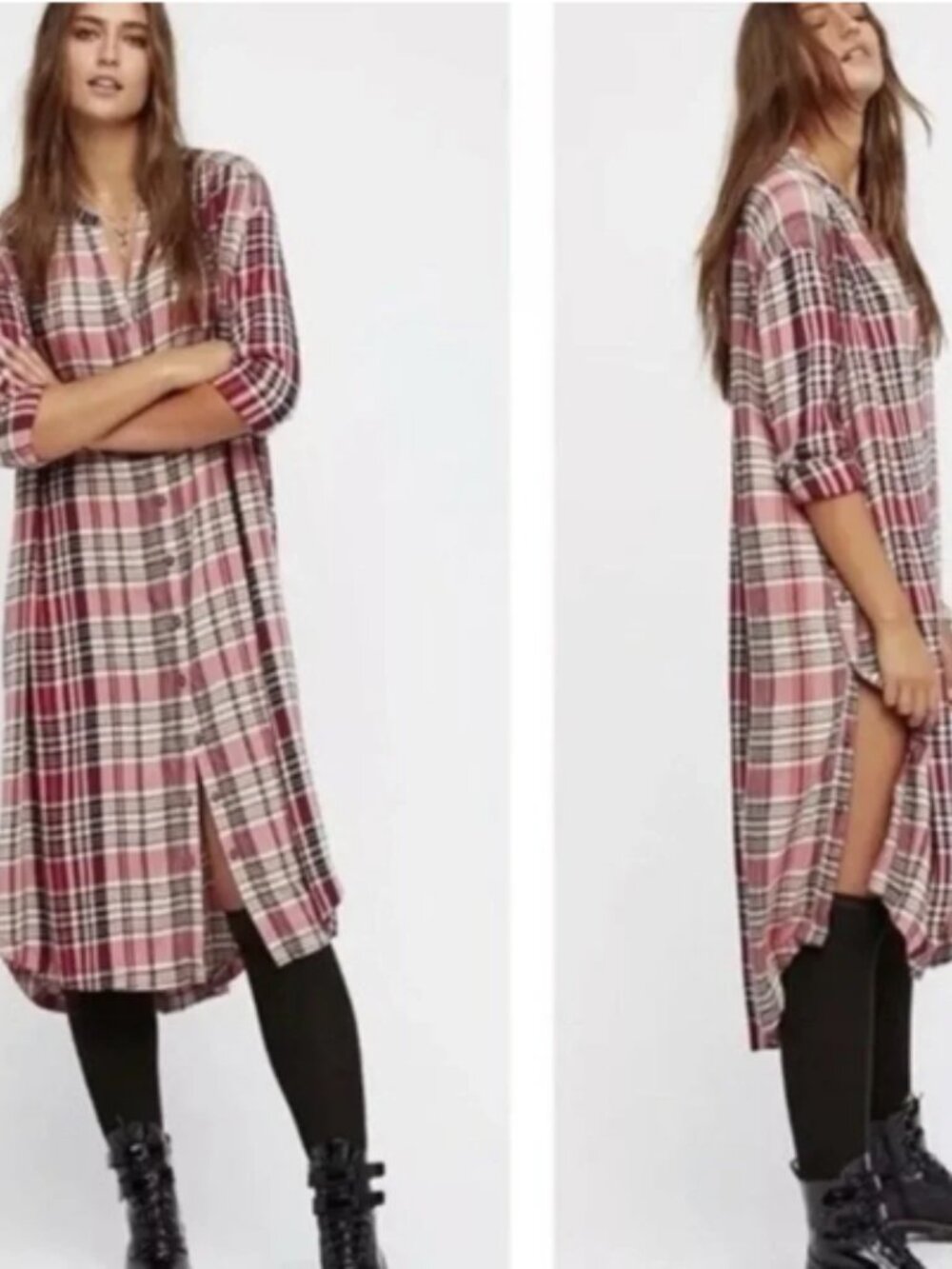 Free People Loralei Plaid Dress-Tunic Size XS - Picture 7 of 10